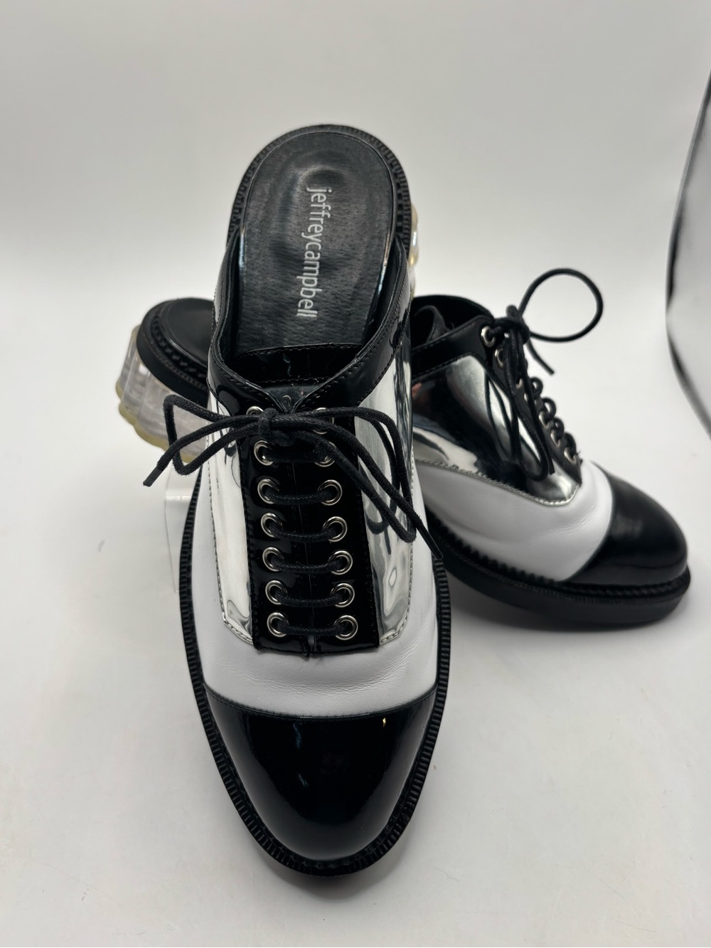 Jeffrey Campbell Lebovit-LH Metallic/Patent Backless Oxford US 9